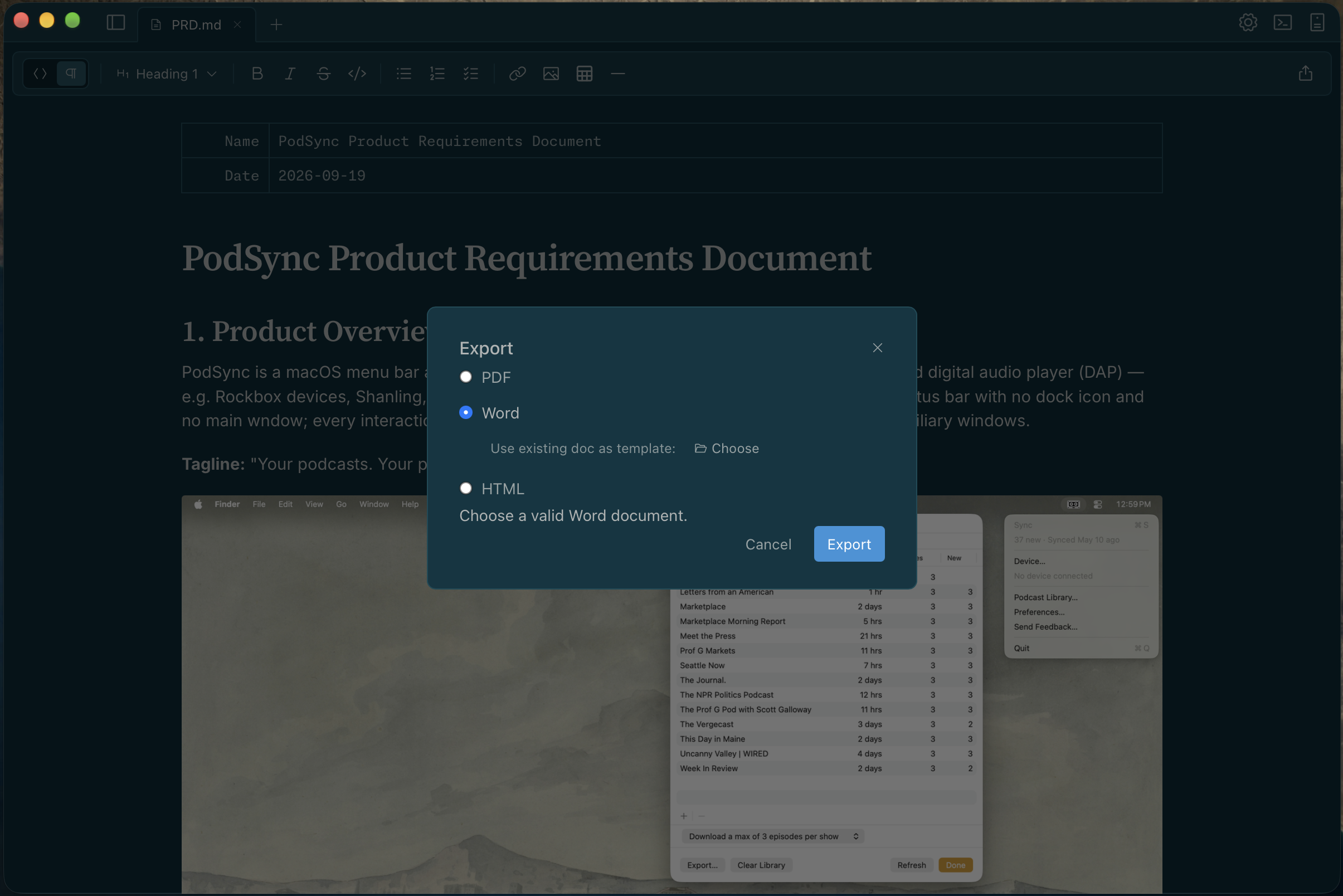 Importing and exporting a document in Hashbang